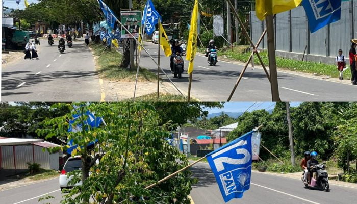 Dipasang Semrawut, APK Parpol di Jalur Dua Mamuju Ancam Keselamatan Pengendara