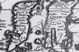 Peta pelayaran Portugis di Pulau Celesbes (Sulawesi) 1611.