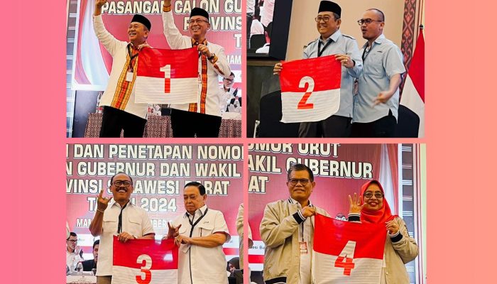 Undian Nomor Urut Cagub-Cawagub Sulbar 2024 Selesai, Masa Kampanye Dimulai 25 September