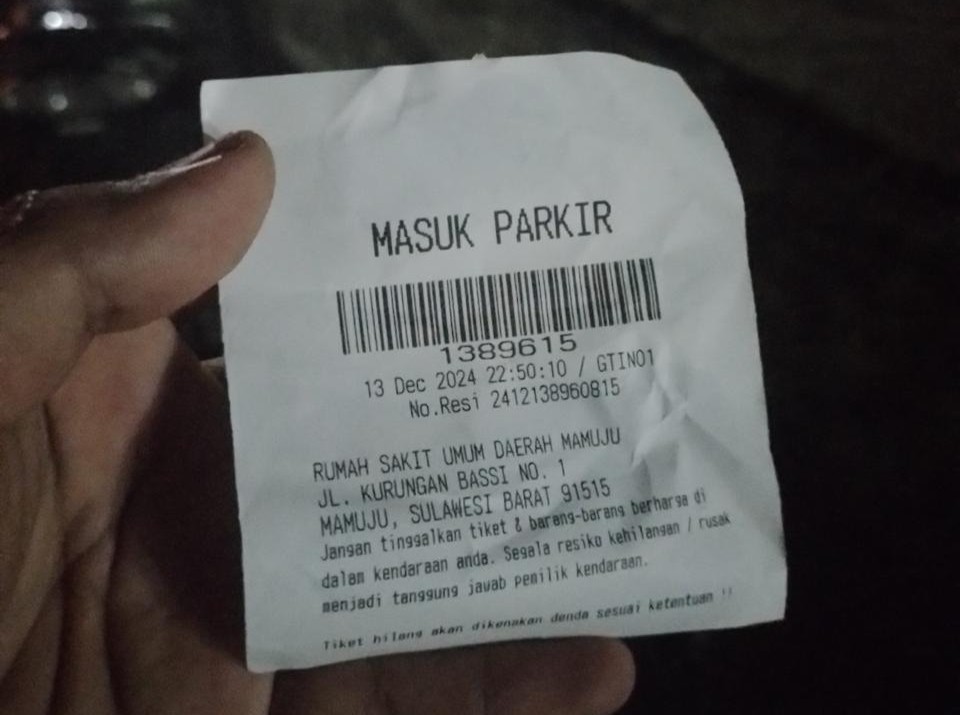 Karcis Parkir RSUD Mamuju