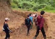 Pilu! Pasien di Kopeang Mamuju Ditandu 8 Jam, Warga Hadapi Jalan Rusak dan Sungai Deras