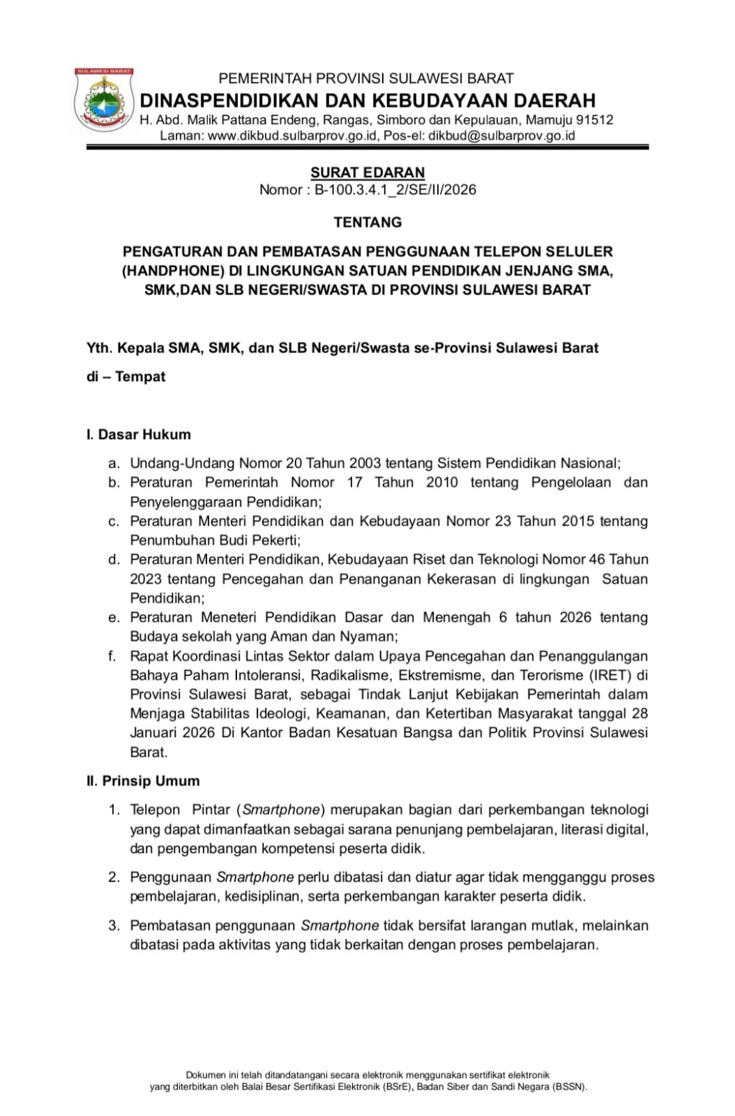 Aturan Larang Bawa HP kesekolah