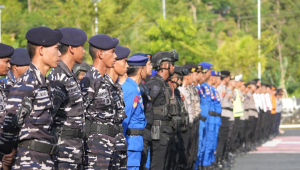 Gelar pasukan pengamanan arus mudik 2026 di Mapolda Sulbar.