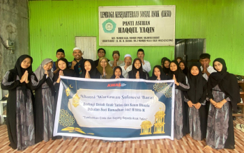 Berbagi, Perkumpulan Jurnalis AWAS Sulbar Patungan Santuni Anak Panti di Mamuju