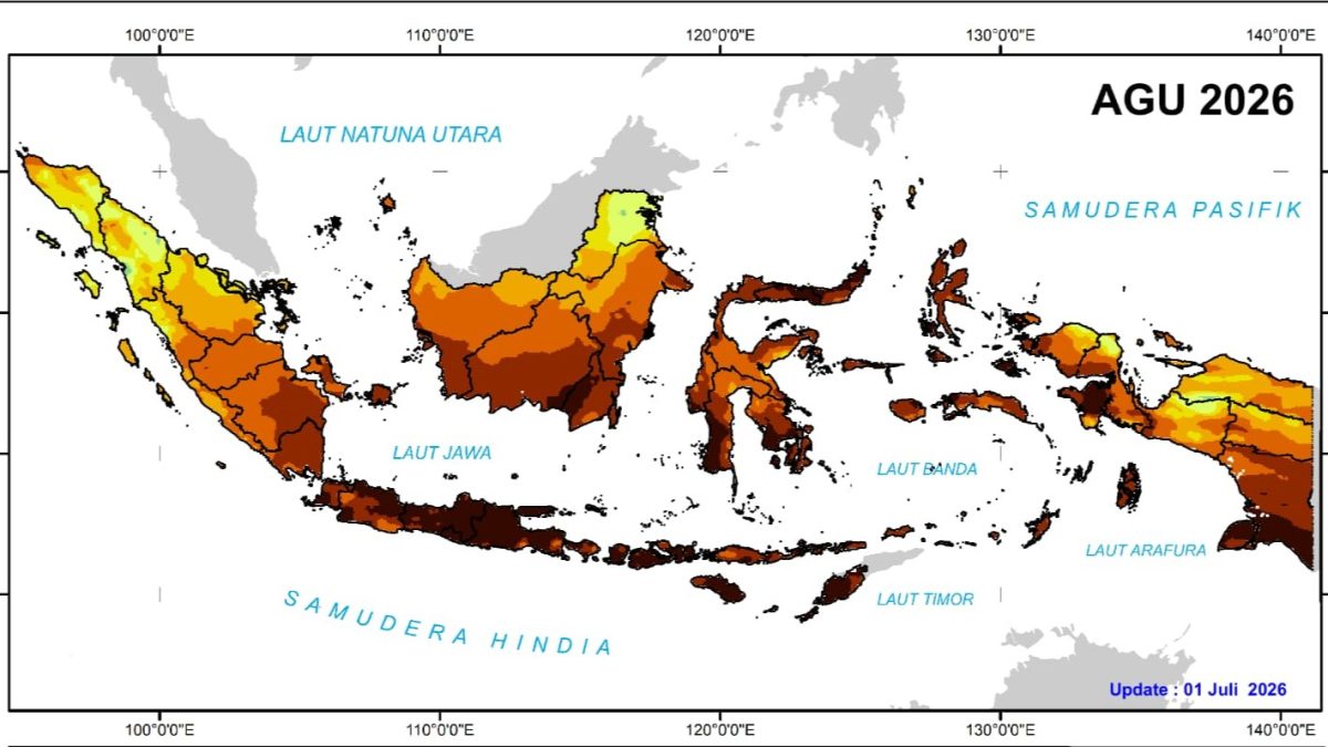 Grafik sebaran tingkat hujan rendah di Indonesia.