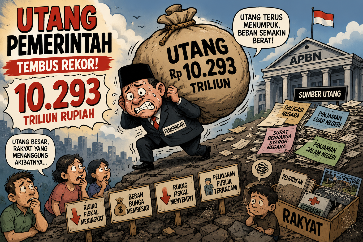 Ilustrasi Utang Pemerintah (Generat AI-Kreaator : Mekora.id)